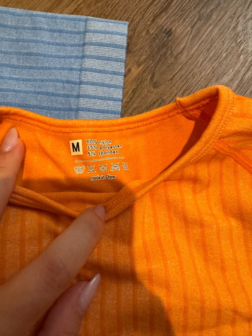 Bright Orange Ribbed Crop Top + Light Blue Ribbed Crop Top - Duo - Picture 3 of 7